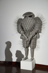 Afrique du Sud, province de Gauteng, Johannesburg, la Standard Bank Gallery, Dans le Tissage (In the Weave), une exposition d'œuvres de Walter Oltmann, l'un des artistes les plus connus d'Afrique du Sud, Larva Suit II (aluminium et fil d'acier zingué galvanisé) 2004