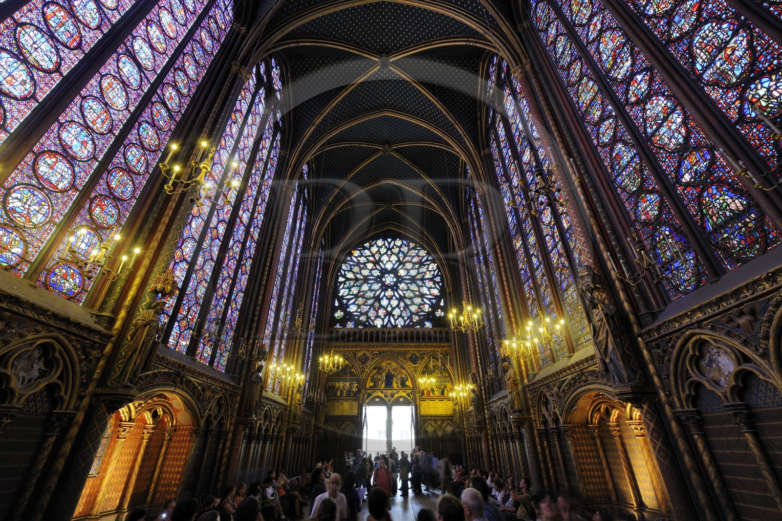 France, Paris (75), ile de la Cité, la Sainte Chapelle, les vitraux de la Chapelle Haute