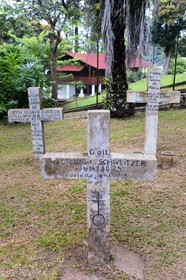 Gabon, Moyen-Ogooue Province, Lambaréné, Albert Schweitzer Hospital, grave of Albert Schweitzer