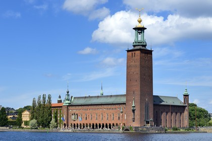 Sweden, Stockholm, Kungsholmen island, Stockholm City Hall (Stadshuset) built by architect Ragnar Ostberg