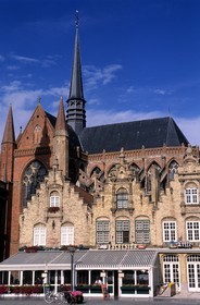 Belgium, West Flanders, city of Furnes (Veurne), gables houses on the main square Grand' place