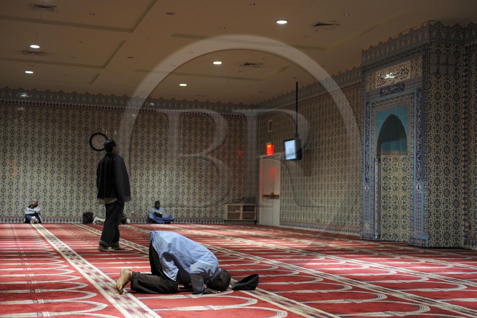 Etats-Unis, New York, Manhattan, Upper East side, la New York Mosque (Islamic Cultural Center) est le plus grand lieu de culte Musulman de la ville caractérisée par son style architectural moderne et son orientation en diagonale vers La Mecque, elle est située sur la 3ème Avenue entre la 96ème Rue et la 97ème Rue