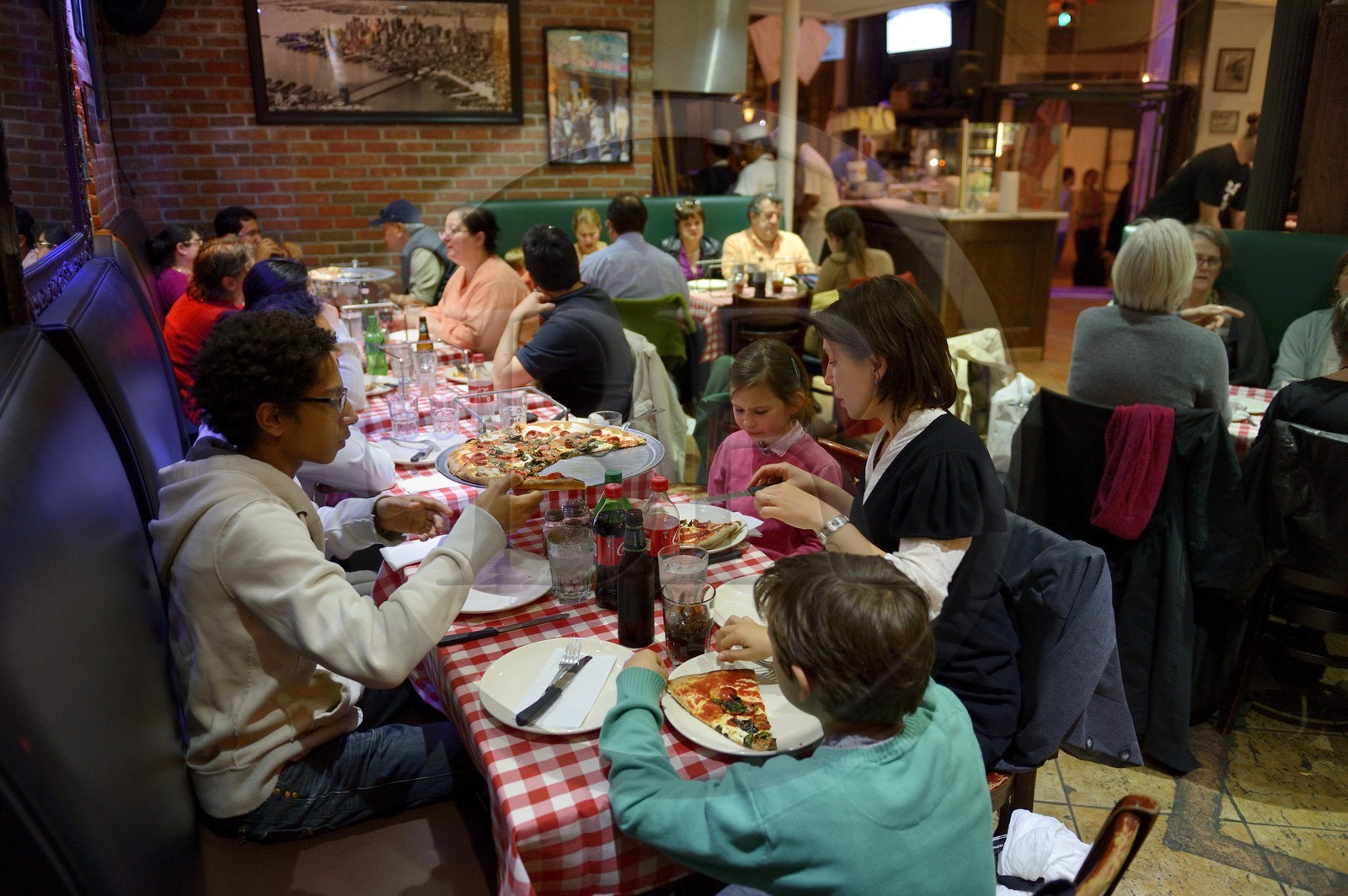 Etats-Unis, New York, Brooklyn, Grimaldi's Pizzeria sous le Pont de Brooklyn