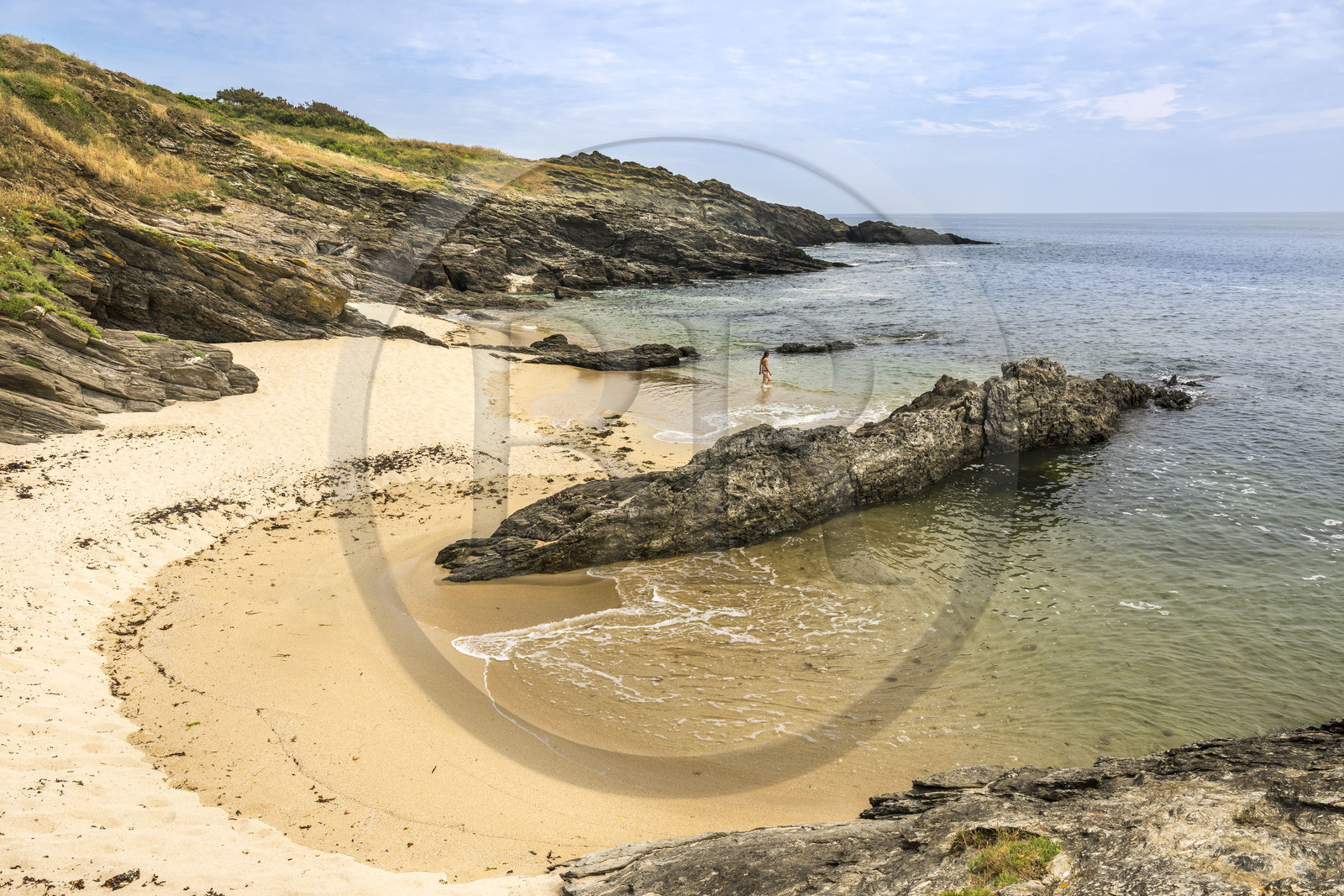 France, Morbihan, Groix Island, Stank cove and beach on the south coast