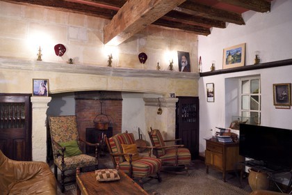 France, Bouches-du-Rhône (13), Arles, l’hotel particulier de Donine, cheminée de l'ancienne cuisine au rez de chaussée