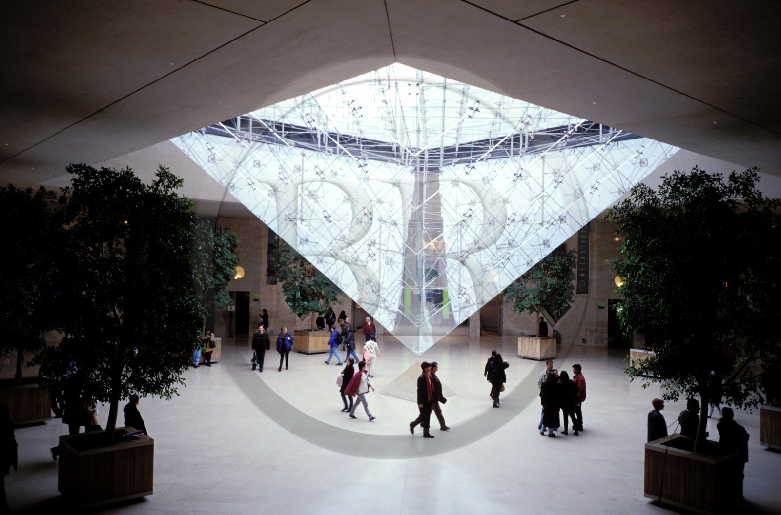 France, Paris, under the Louvre Pyramid by the architect Ieoh Ming Pei
