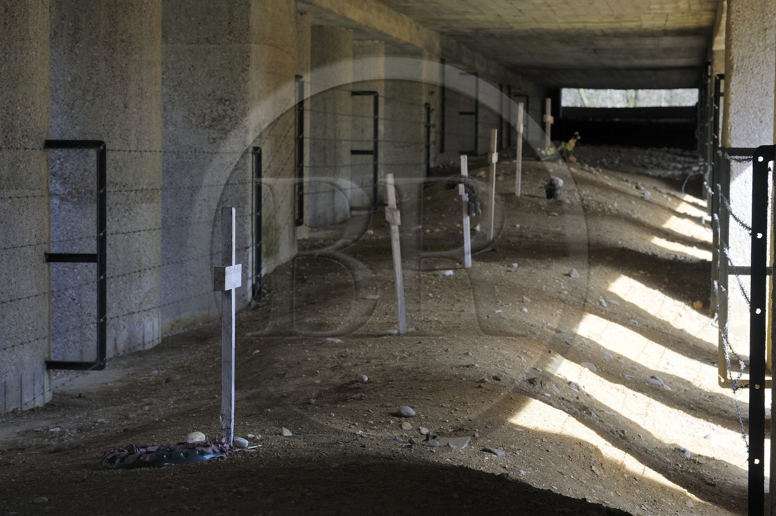 France, Meuse, Verdun area, Douaumont, Tranchee des Baionnettes (Trench of Bayonets), monument in memory of a detachment buried in their trench during a bombardment and where only a few inches of soil bayonets remained emergent