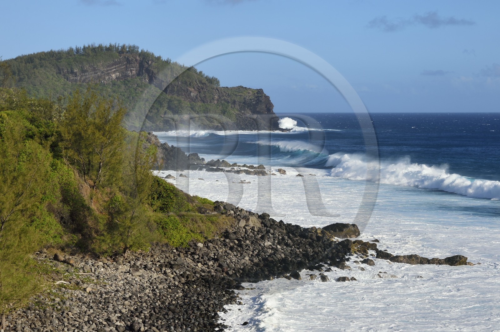 France, Reunion island (French overseas department), Petite-Ile on the southern coast, beach and rocks towards Grand Anse