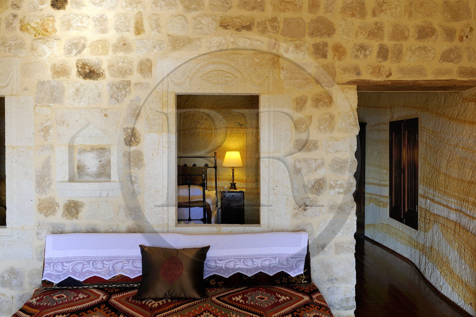 Turkey, Central Anatolia, Nevsehir Province, Cappadocia listed as World Heritage by UNESCO, Urgup, Yunak Evleri luxury hotel in old troglodytic houses