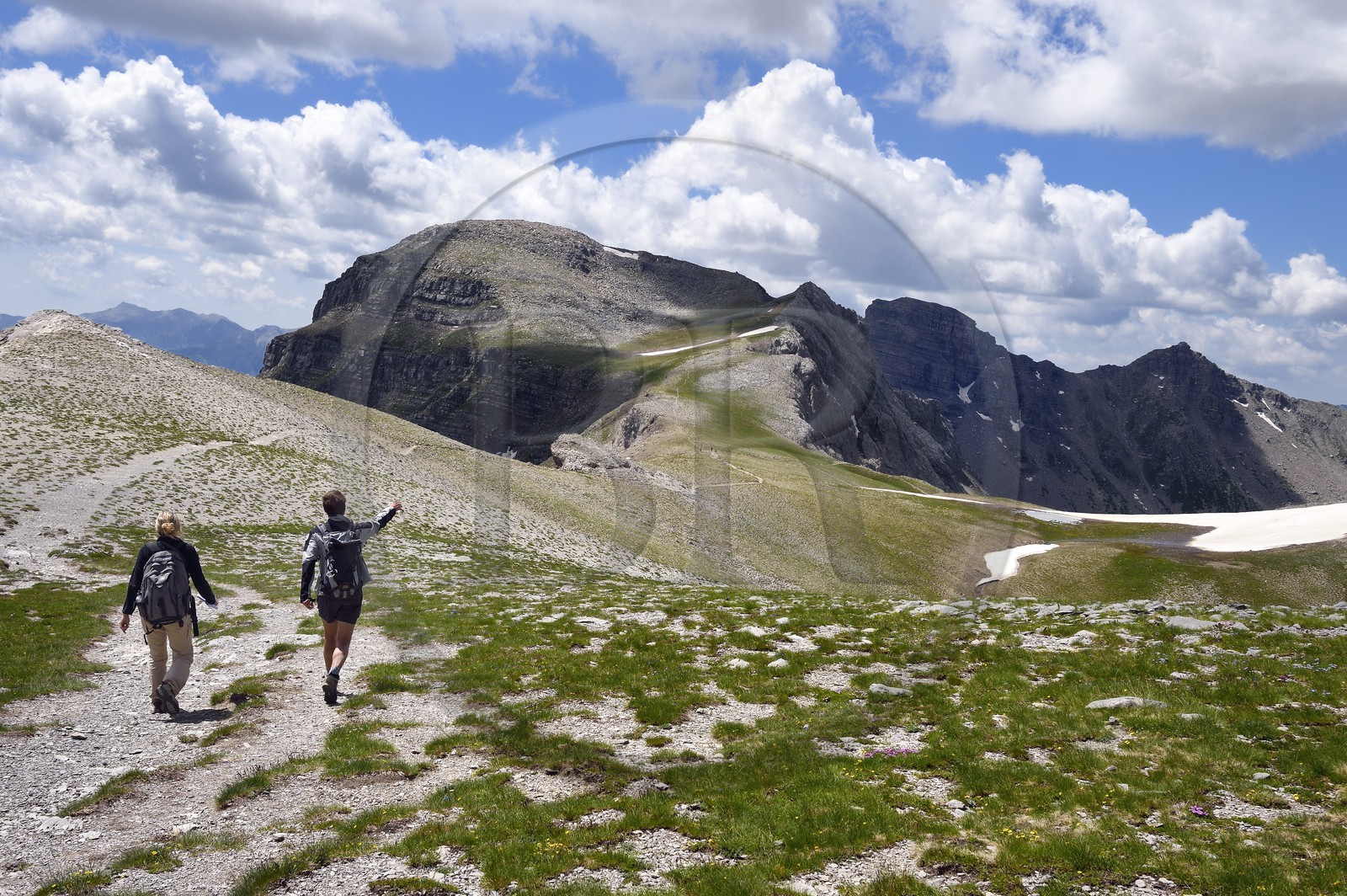 France, Alpes-de-Haute-Provence (04), Uvernet-Fours, parc national du Mercantour, vallée de l'Ubaye, sentier de randonnée du circuit des lacs du col de la Cayolle au Pas du Lausson, cirque du lac d'Allos