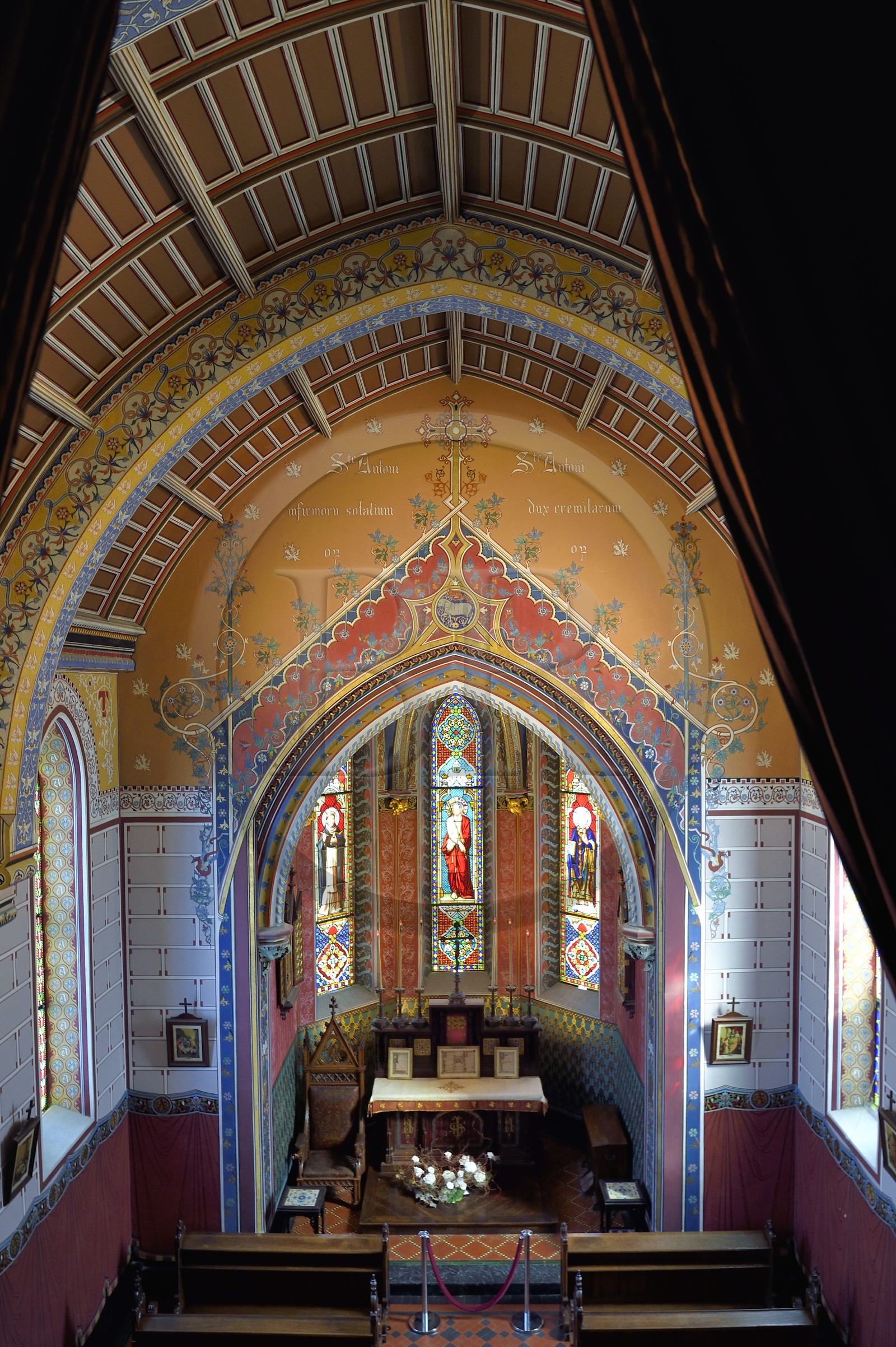 France, Pyrenees Atlantiques, Basque Country coast, Hendaye, Abbadia castle built in 1870 by Eugène Viollet-le-Duc for Antoine d'Abbadie d'Arrast, the chapel