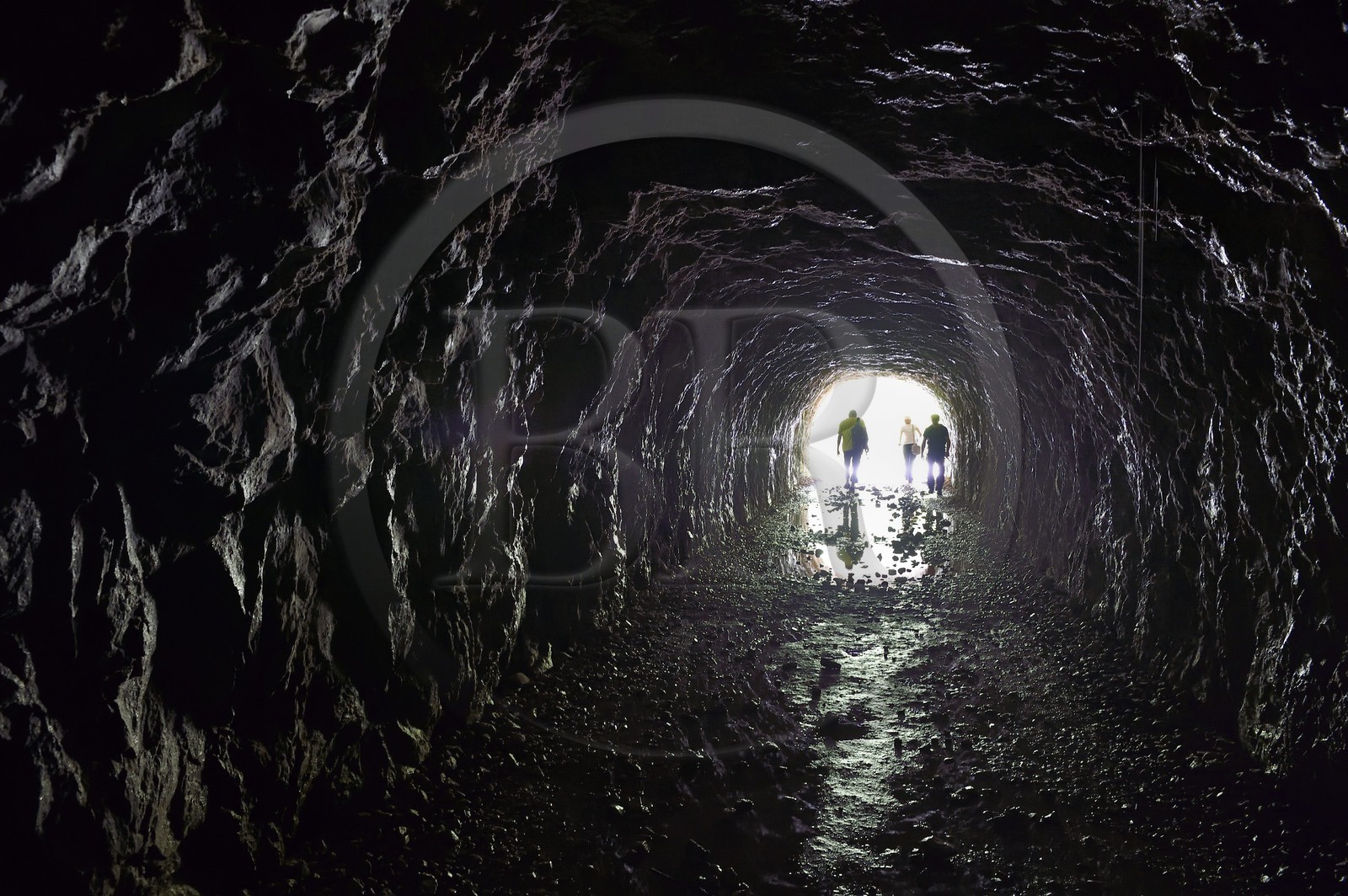 France, Alpes-de-Haute-Provence (04), Parc Naturel Régional du Verdon, Rougon, Grand Canyon du Verdon, le tunnel du Baou qu'emprunte le sentier Blanc-Martel sur le GR4 le long du couloir Samson