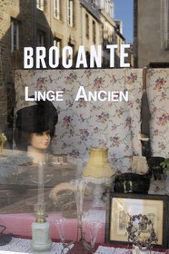 France, Manche, Cotentin, Granville, the Haute Ville (Upper town), window of an antique Dr. Cambernom street