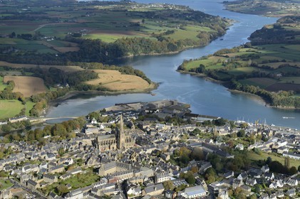 France, Cotes-d'Armor, Treguier, Saint Tugdual cathedral (aerial view)