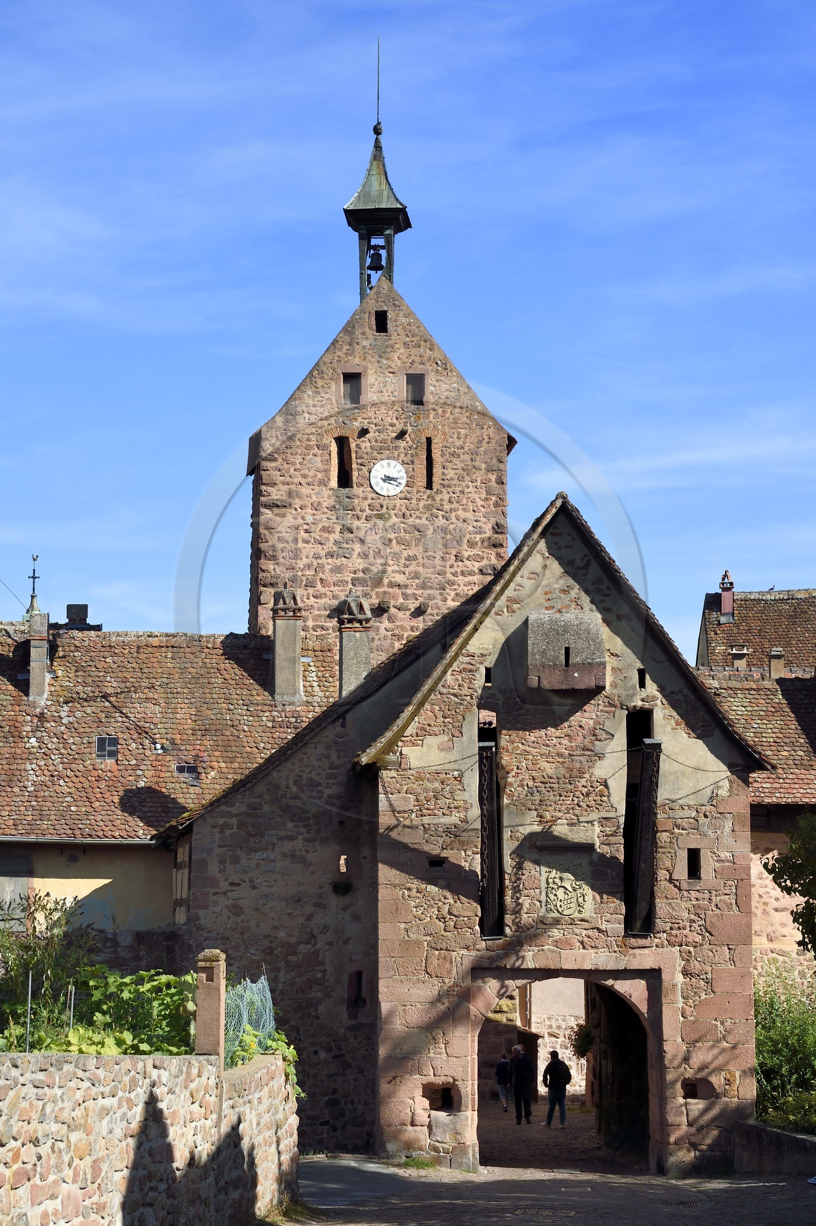 France, Haut Rhin, the Alsace Wine Route, Riquewihr, labelized the Most Beautiful Villages of France, entrance to the village via the Dolder Tower