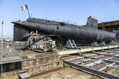 France, Morbihan, Lorient, Lorient La Base, former submarine base built by the Germans during the Second World War, submarine Flore S645 in service from 1964 to 1989 and its museum
