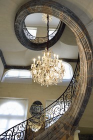France, Meurthe-et-Moselle (54), Nancy, place Stanislas, musée des Beaux Arts, escalier orné de ferronneries de Jean Lamour dans l'aile XVIIIeme siècle du musée