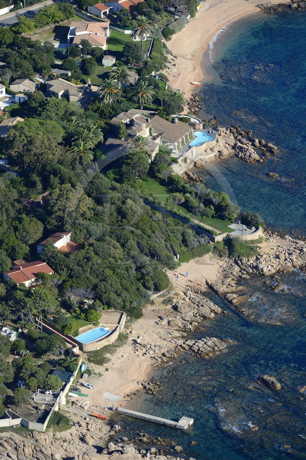 France, Corse-du-Sud (2A), Golfe d'Ajaccio, la cote vers Isolella (vue aérienne)