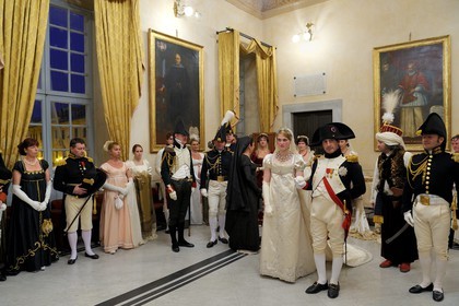 Italy, Liguria, Sarzana, Napoleon Festival, official reception of Napoleon Bonaparte and his suite at the City Hall