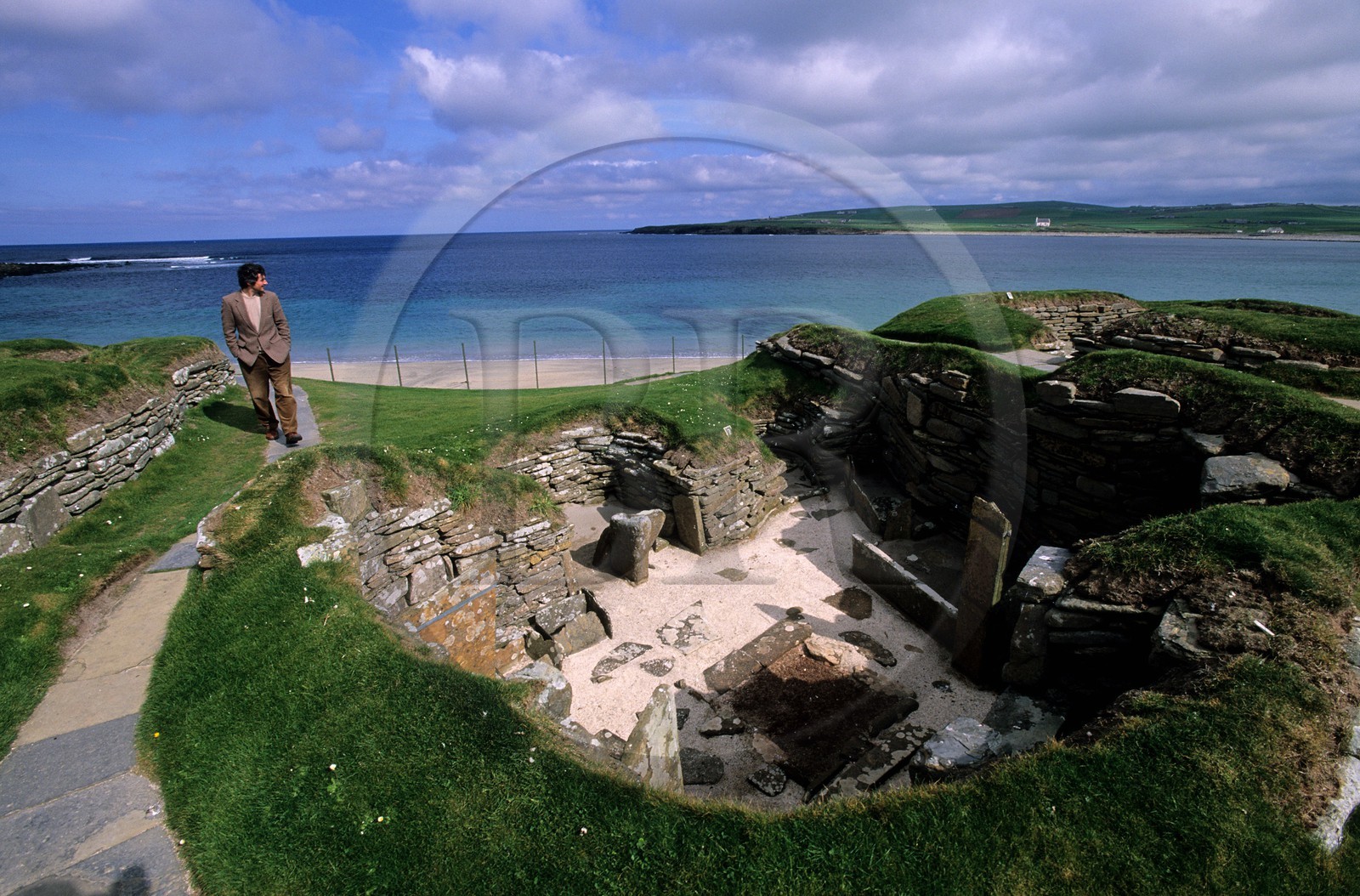 United Kingdom, Scotland, Orkney Islands, ruins of Skara Brae prehistoric village, listed as World Heritage by UNESCO