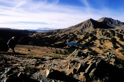 France, Pyrénées-Orientales (66), étangs de Campoureils et le pic péri (2810 M) au-dessus de Formiguères dans le Capcir