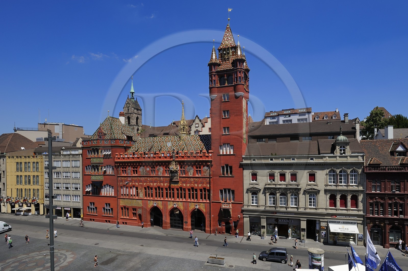 Suisse, Bâle, Marktplatz et l'Hôtel de Ville