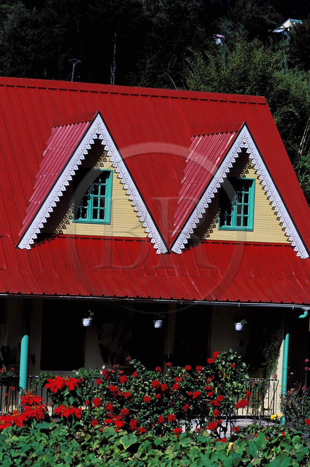 France, Ile de la Reunion (French overseas department), Cirque de Salazie, Hell Bourg village, labelled Les Plus Beaux Villages de France (The Most Beautiful Villages of France), typical Creole house in the village