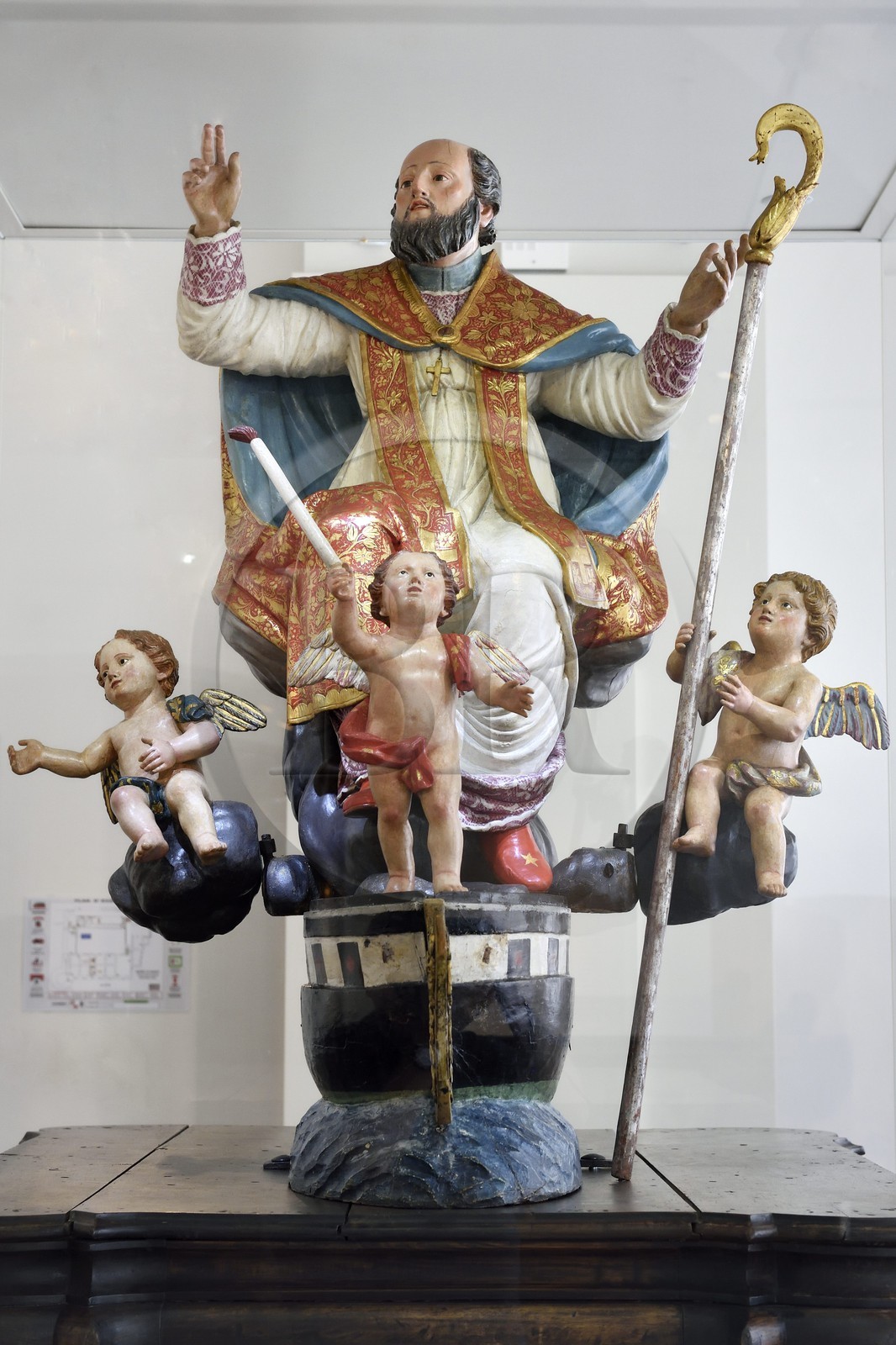 France, Haute Corse, Bastia, the Citadel district of Terra Nova, the palace of the Genoese governors that hosts the Musee d'Histoire de Bastia (Museum of Bastia History), 18th century processional group of Saint Erasmus