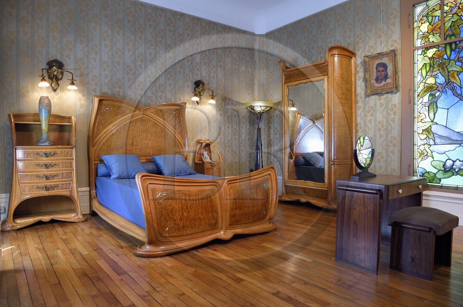 France, Meurthe-et-Moselle (54), Nancy, musée de l'Ecole de Nancy, chambre à coucher par Louis Majorelle