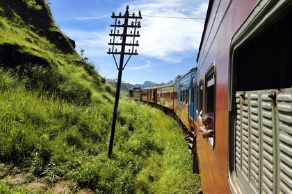 Sri Lanka, Uva Province, the popular scenic train ride through the tea growing hill country between Badulla and Ella