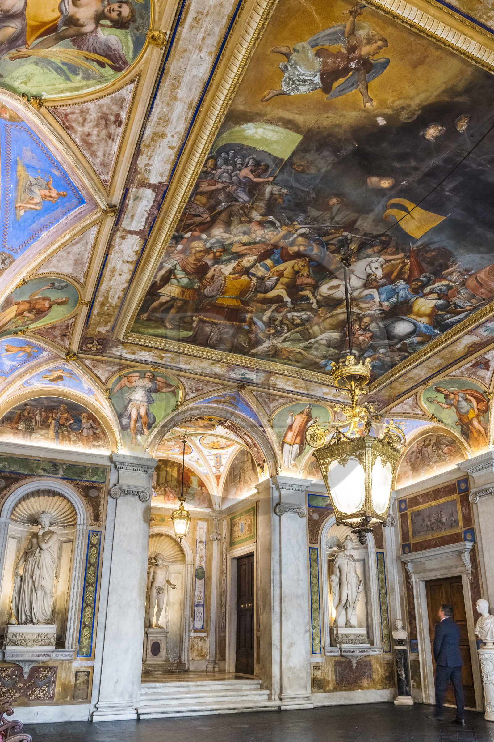 Italy, Liguria, Genoa, Rolli Palace listed as World Heritage by UNESCO, the palazzo Interiano Pallavicino built in 1567, the entry hall