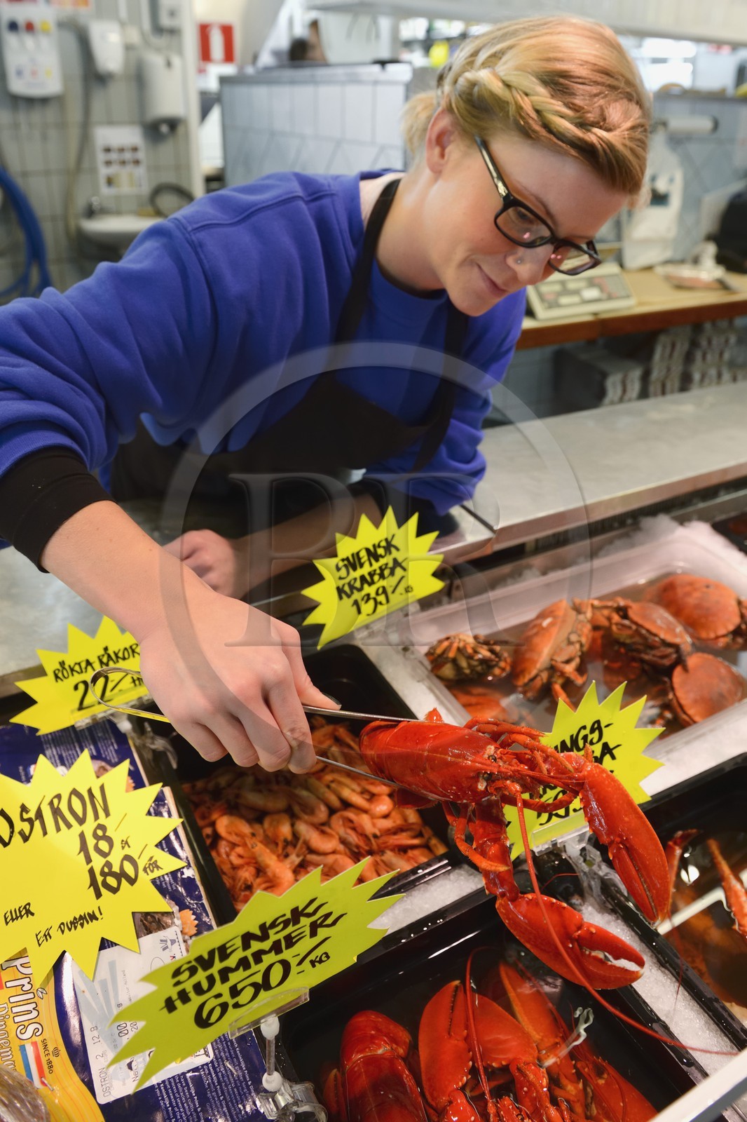 Sweden, Västra Götaland, Göteborg (Gothenburg), the Fish Church Feskekörka, lobsters