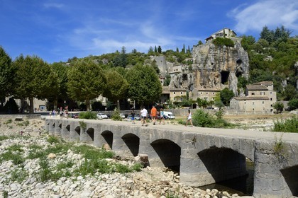 France, Ardeche, Gorges de l'Ardeche, Labeaume, bridge over La Beaume River