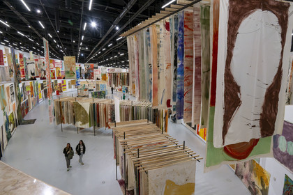 Portugal, Lisbonne, quartier de Belem, MAAT (Musée d'Art, Architecture et Technologie ou Museu de Arte, Arquitetura e Tecnologia) sur les bords du Tage, exposition Disco de l'artiste Vivian Suter