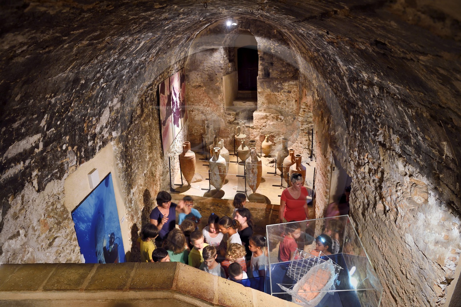France, Alpes-Maritimes, Lerins Islands, Sainte-Marguerite island, the Fort Royal fortified by Vauban, results of the excavations on an old Roman trading vessel exposed in a former cistern