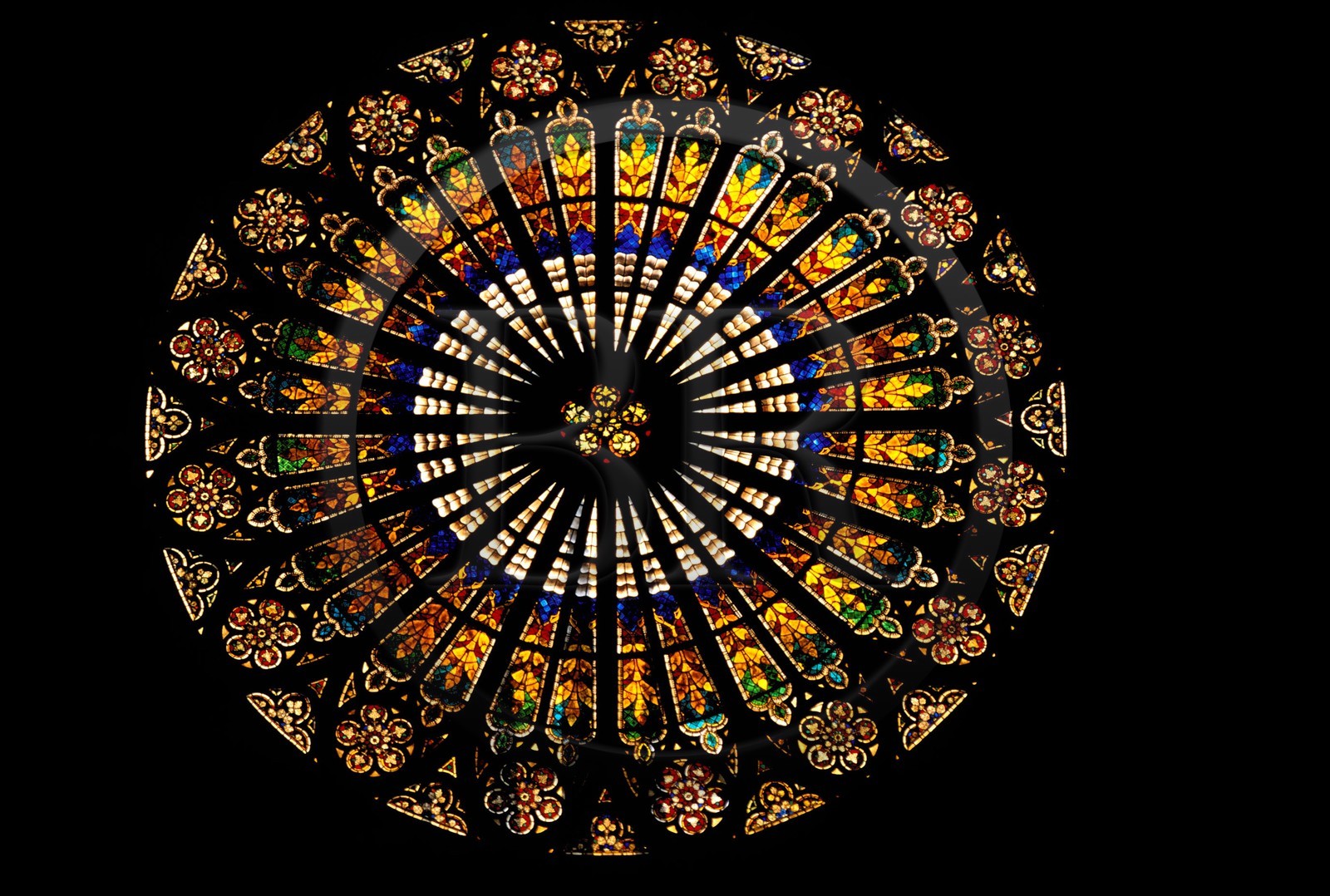 France, Bas-Rhin (67), Strasbourg, vieille ville classée au Patrimoine Mondial de l'UNESCO, cathédrale Notre-Dame, la rosace de 15m de diamètre