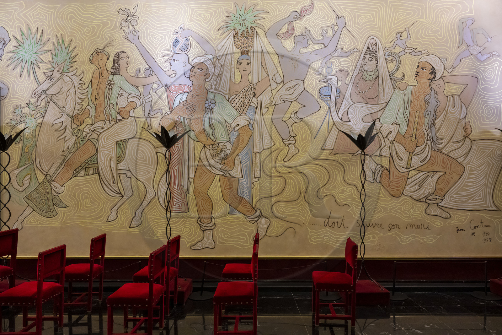 France, Alpes-Maritimes (06), Menton, l'Hotel de Ville, la salle des mariages entièrement décorée par Jean Cocteau en 1957