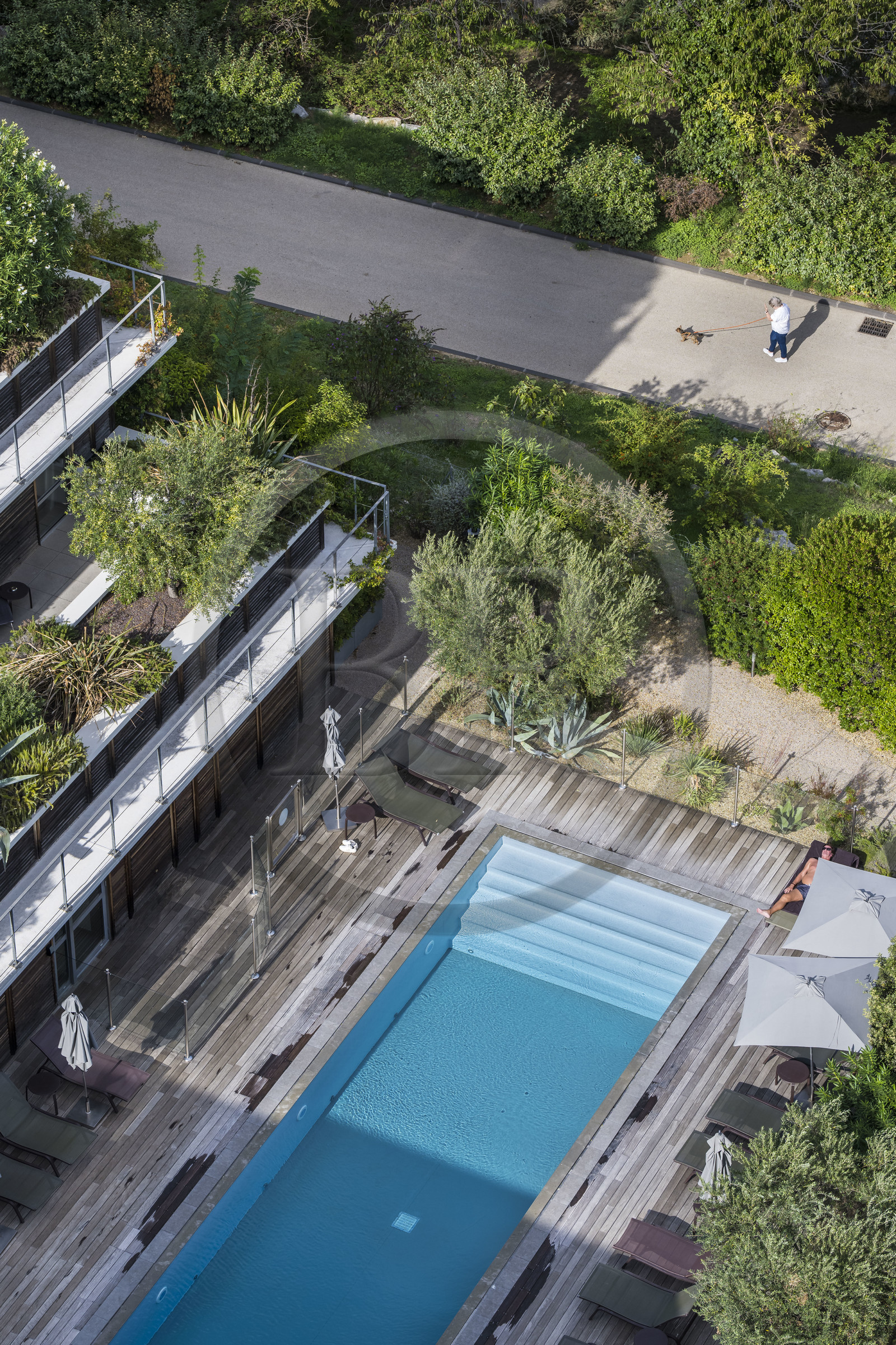 France, Herault, Montpellier, Port Marianne district, Hotel Courtyard by Marriott with contemporary architecture