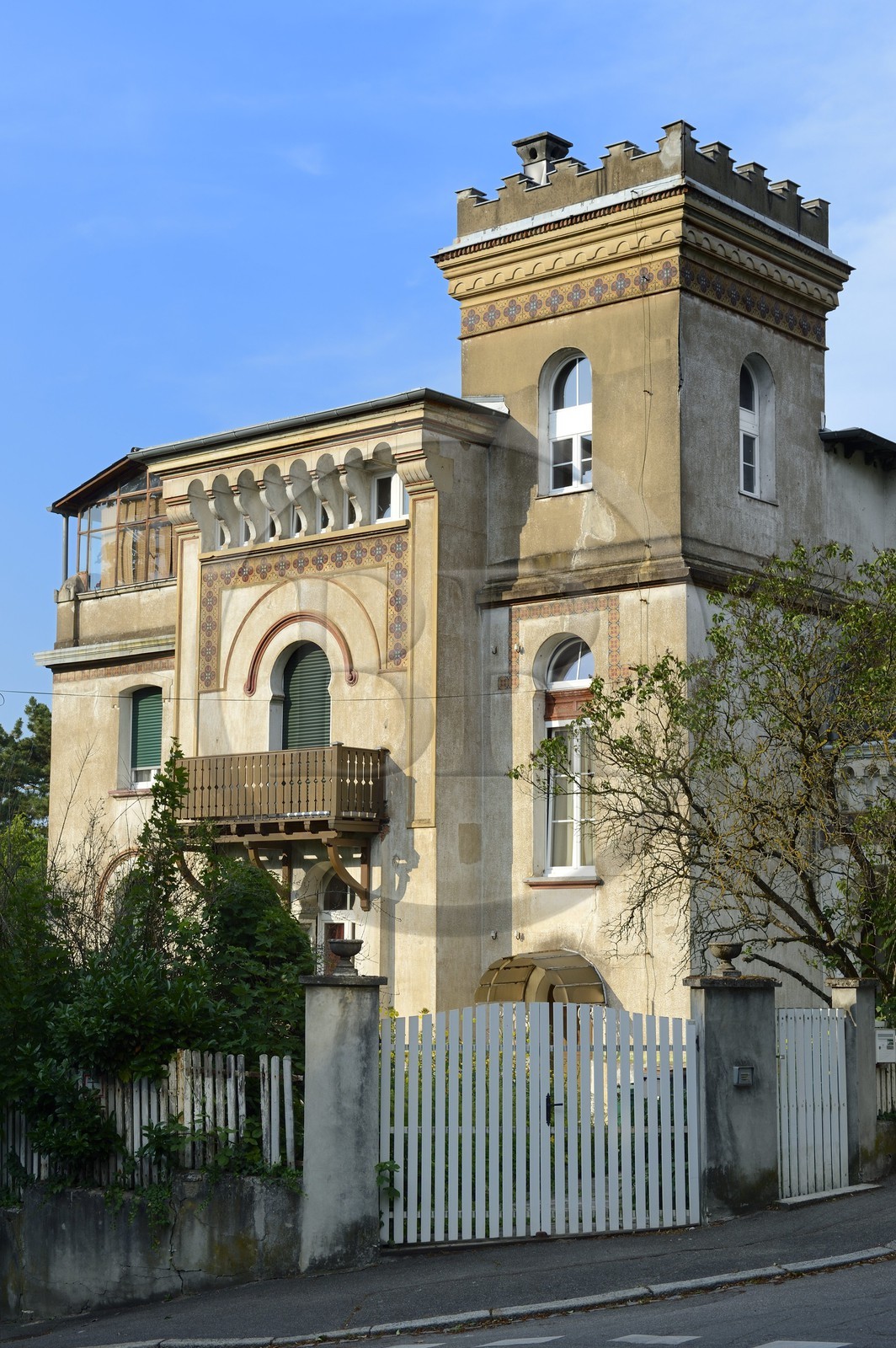 France, Haut Rhin, Mulhouse, Rebberg district, moorish type Villa at the corner of rue Moenchsberg and rue Ventron