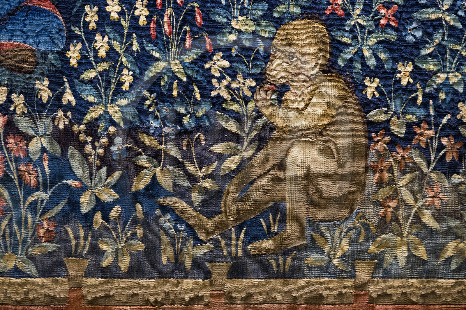 France, Paris (75), Musée de Cluny - Musée national du Moyen-Age, tapisseries de la Dame à la Licorne, le singe dans Le Goût