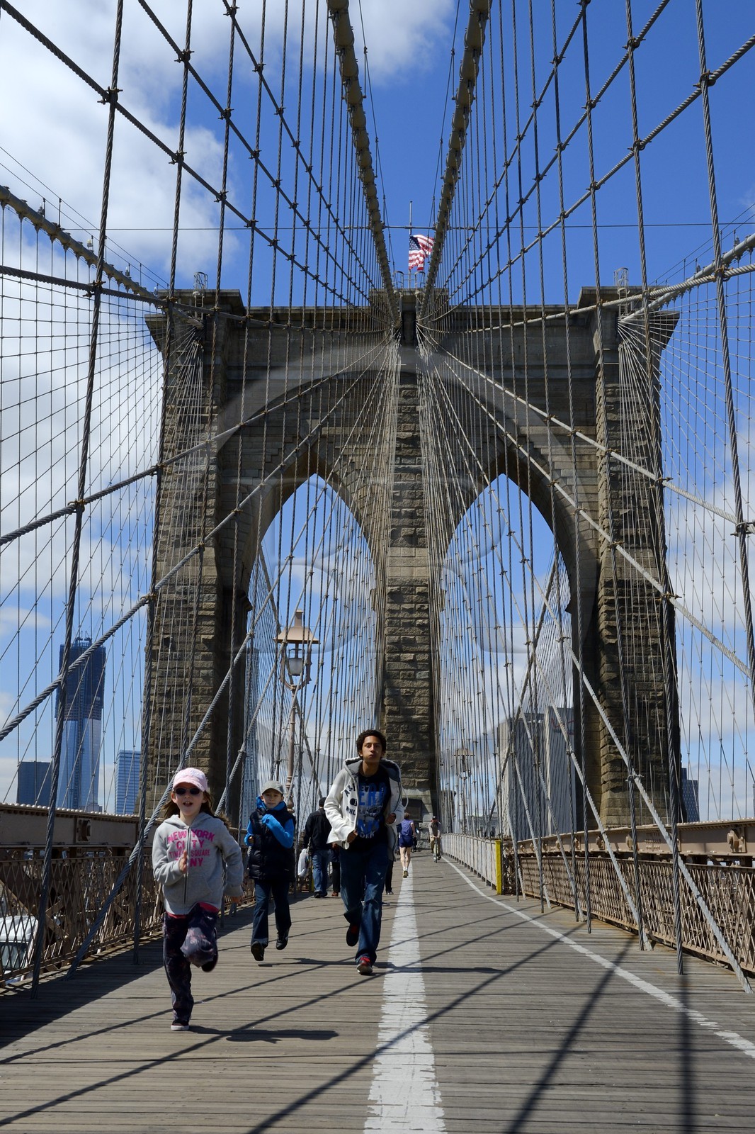 Etats-Unis, New York, Manhattan, le pont de Brooklyn