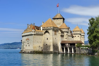 Suisse, Canton de Vaud, Veytaux, chateau Chillon sur les rives du lac Léman