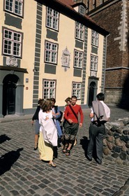 Latvia (Baltic States), Riga, old buildings of a convent (Konventa Seta), on Skarnu iela (street) opposite Saint John church