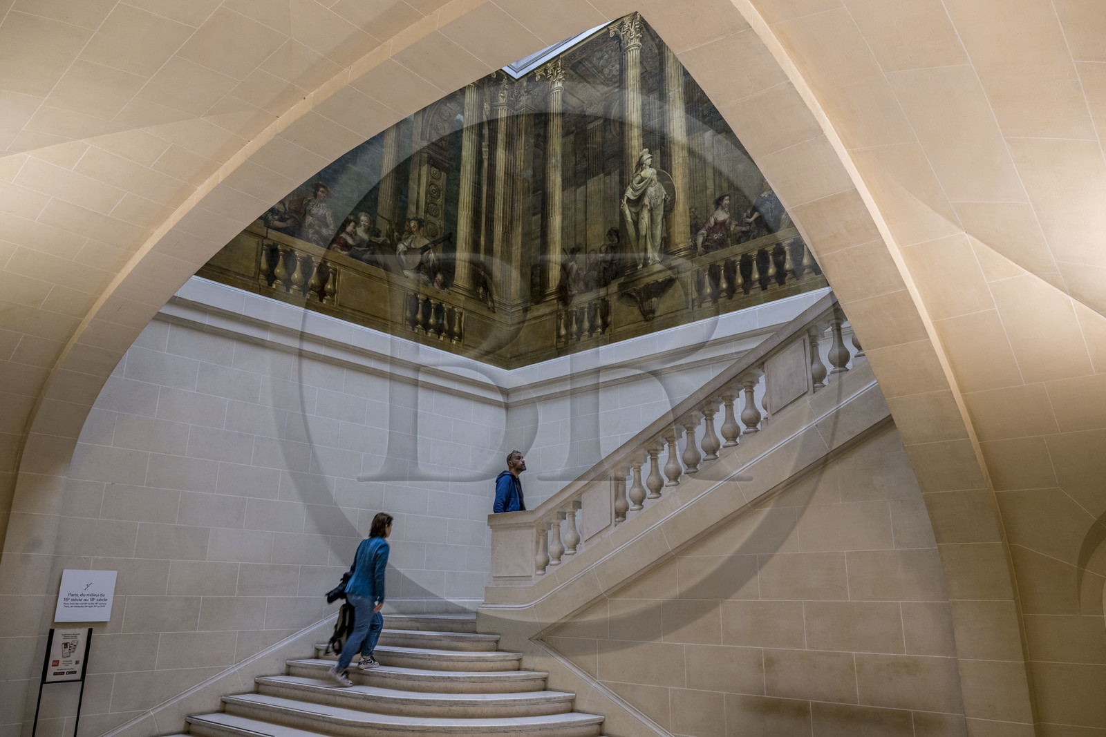 France, Paris, Marais district, Carnavalet Museum, staircase of the Luynes hotel