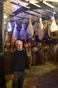 France, Moselle, Montenach, Auberge de la Klauss, Charles Keff, largest producer of foie gras in the Lorraine region and of all kinds of cooked meats (sausages, sleeves, duck breast, confit, terrines, patés, deer and wild boar)