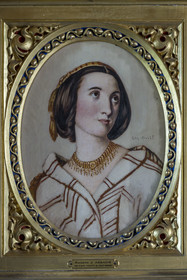 France, Pyrenees Atlantiques, Basque Country coast, Hendaye, Abbadia castle built in 1870 by Eugène Viollet-le-Duc for Antoine d'Abbadie d'Arrast, his wife Virginie Vincent de Saint-Bonnet portrait