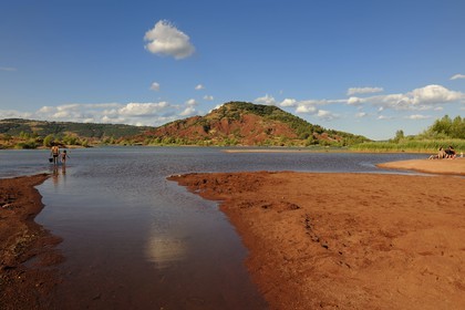 France, Herault, red earth on the Salagou Lake