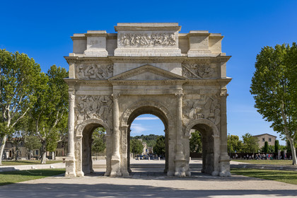France, Vaucluse (84), Orange, l'arc de triomphe d'Orange, classé Patrimoine Mondial de l'UNESCO, arc monumental romain du début du Ier siècle