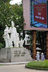 Vietnam, Hanoi, Monuments to the Martyrs and Hanoi millenium countdown panel