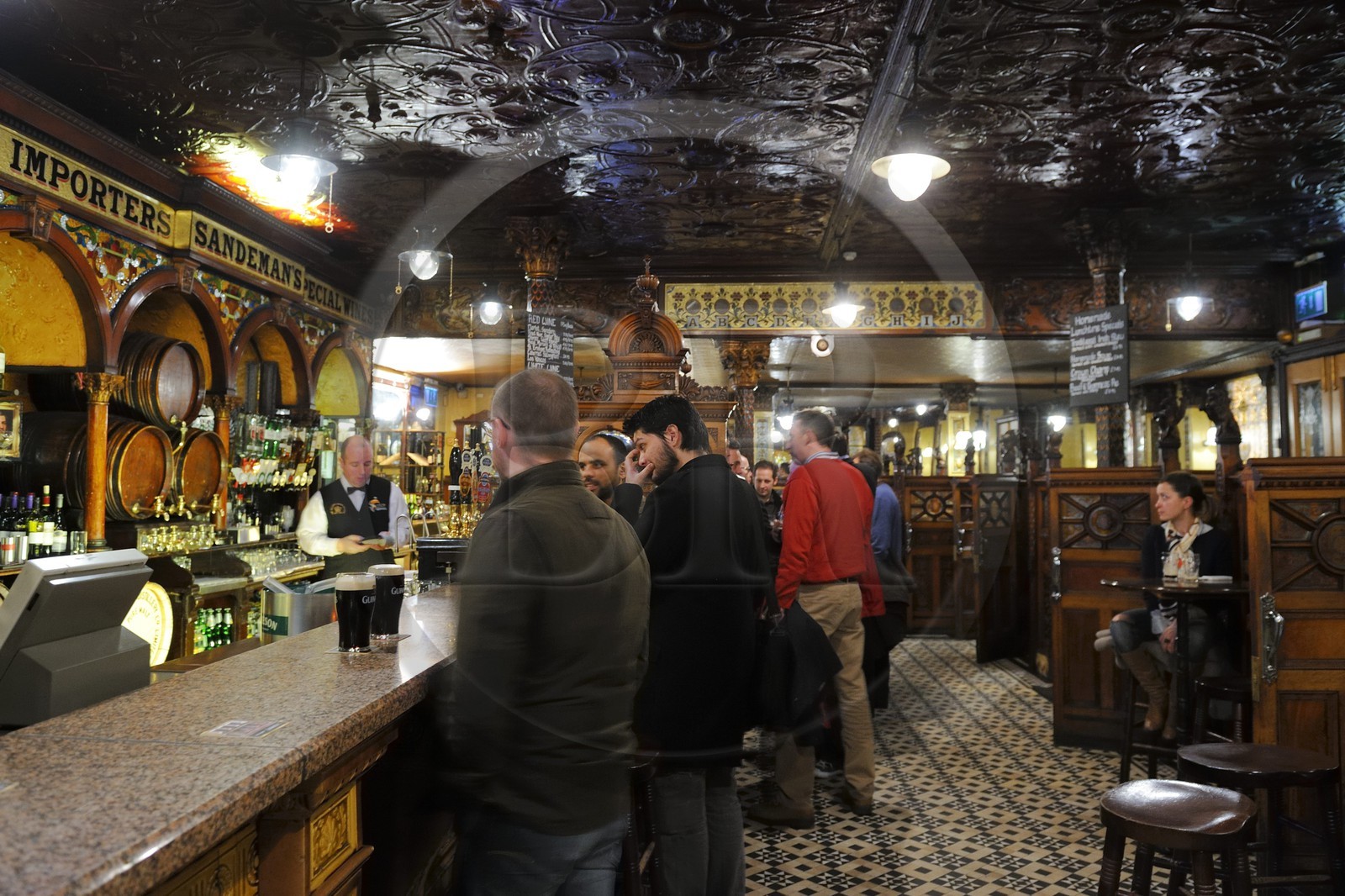 United Kingdom, Northern Ireland, Belfast, The Crown Liquor Saloon was founded in 1826 and is the unique pub to be part of the National Trust